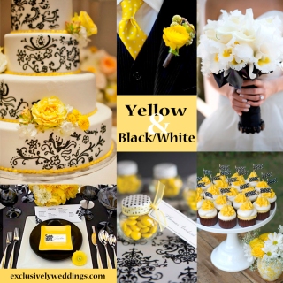 Yellow with Black and White Wedding Colors