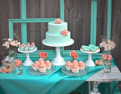 Turquoise-and-Coral-Dessert-Bar