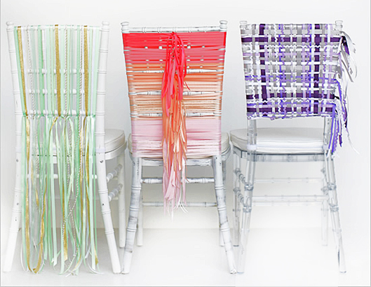Three Chairs Decorated with Ribbons